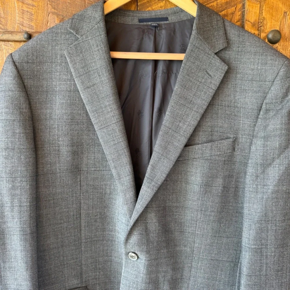Jos. A. Bank 1905 Blazer Mens 46R Gray Glen Plaid Slim Fit Sport Coat